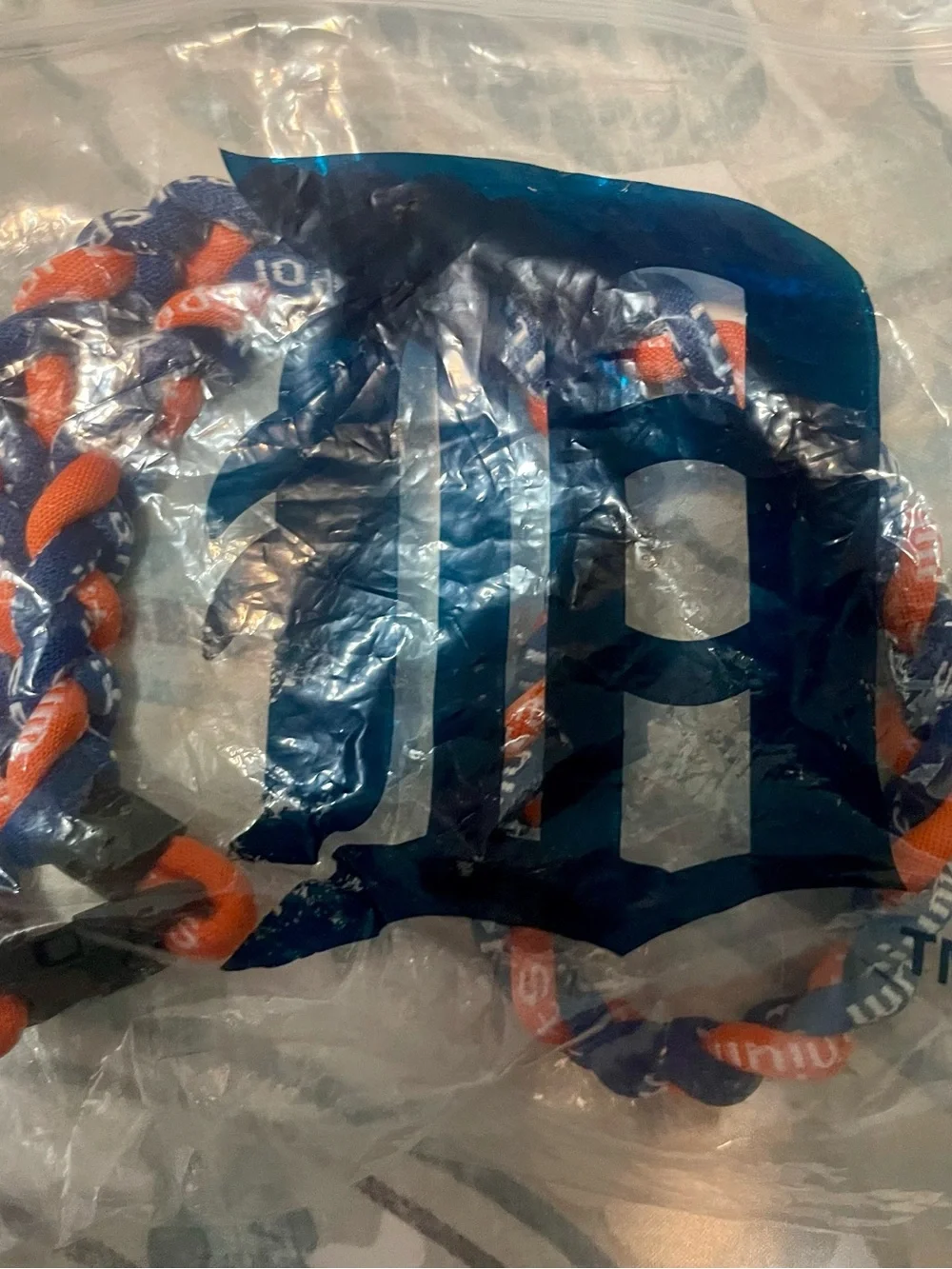 Braided Rope Lanyard in Navy Blue and Orange